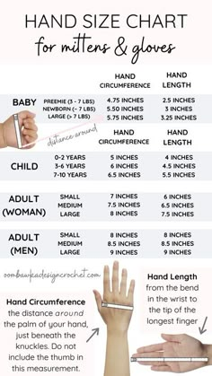 the hand size chart for men and women with instructions on how to use it in different ways