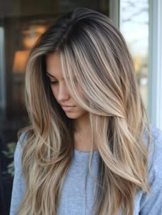 Fall Dark Blonde Balayage, Blonde Highlights On Long Hair, Highlights On Ash Brown Hair, Soft Summer Hair Color Ideas Blonde, Brunette Hair Color With Blonde Highlights, Warm Blonde Highlights On Dark Hair, Adding Brown To Blonde Hair, Dark Roots With Blonde Highlights, Blonde Hair For Brown Eyes