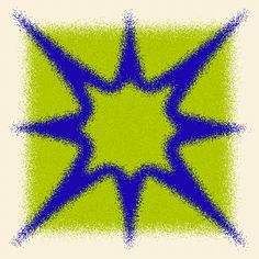 an abstract design in blue and green on a white background with the center star shaped like a sunburst