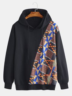 Mens Fashion Pattern Printing Hooded Drawstring Long Sleeve Casual Sweatshirt - MRSLM Winter Decorations, African Shirts, African Men Fashion, Sweatshirts Online, Men Fits, Fashion Pattern, African Clothing, Casual Sweatshirt, Long Sleeve Casual