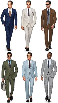 Mens Suits Ideas, Mens Suit Ideas Outfits, Man Outfit For Wedding Guest, Best Suit Colors For Men, 5 Suits 75 Combination, Men’s Suit Fashion, Suit Combos For Men, Mens Suits Wedding Guest, Suit Design For Men