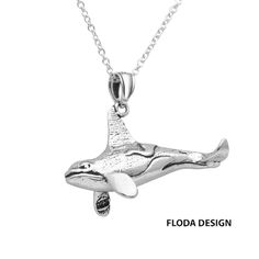 Part of my nautical charm collection. Dazzling hand-crafted Necklace in 925 Sterling Silver. This lovely 3D Killer Whale  Pendant in Sterling Silver comes with a delicate Rhodium Plate Italian Cable Chain. Pendant is oxidized to bring out maximum detailing and shine. This unique 3D Killer Whale Necklace is the perfect gift adding a meaningful touch to the intended wearer's taste and personality. Material: 925 Sterling Silver Chain Length: 16 inches Chain Style: Sterling Silver Rhodium Plate Ital Nautical Sterling Silver Necklace Gift, Nautical Sterling Silver Necklace As Gift, Nautical Sterling Silver Necklace For Gift, Whale Pendant, Whale Jewelry, Whale Necklace, Orca Whale, Silver Clay, Charm Collection