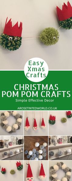 christmas pom pom crafts with instructions to make them