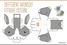 an origami rabbit is shown with the text different wunscht frohe osternn