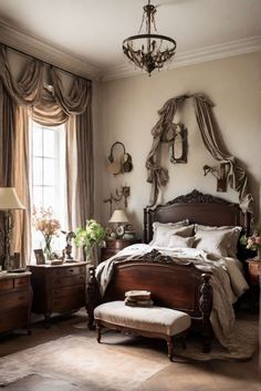 vintage bedroom ideas in light walls with dark wood Vintage Bedroom Ideas Cozy, Antique Bedroom Ideas, Modern Victorian Bedroom, Moody Rooms, Vintage Bedrooms, Bedroom Ideas Cozy, Vintage Bedroom Ideas, Personalized Bedroom, Vintage Decorating