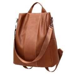 Fashion Teenage School, Leather Backpacks School, Leather School Bag, Shoulder Bags For School, Anti Theft Bag, Anti Theft Backpack, Colorful Backpacks, Backpack Pattern, Women Leather Backpack