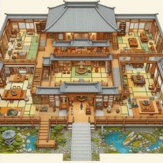 Roll20 Maps, Planta Interior, Building Map, Traditional Japanese House, Asian Architecture, Dnd Maps