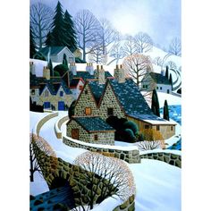 Snowed in Leenane George Callaghan Winter Artwork, Landscape Quilt, Art Village