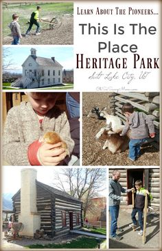 this is the place heritage park in lake city, mn with pictures of people and animals