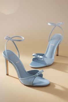 Wedding Shoes Light Blue, Open Toed Wedding Shoes, Something Blue Wedding Shoes, Black Heels Wedding, Wedding Heels Brides, Strappy Wedding Shoes, Light Blue Heels, Princess Heels, Posh Wedding