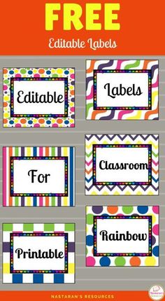 free editable labels for classroom use