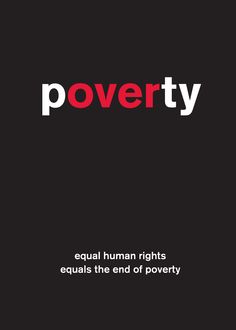 the cover of poverty, which is written in red and white on a black background