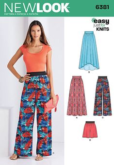 a women's wide legged pants and top sewing pattern