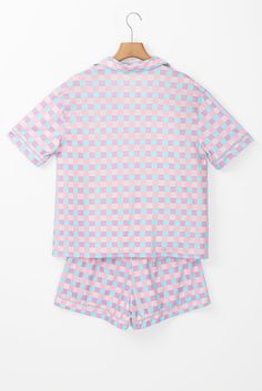 Introducing our Purple Checkered Pattern Short Sleeve Pajamas Set. Made with soft, breathable fabric, this pajama set is perfect for a comfortable night's sleep. The purple checkered pattern adds a touch of style to your loungewear. Stay cozy and stylish with this must-have pajama set. Size Chart (INCH) Sizes US Sizes Euro Sizes UK Sizes Bust Hem_Width Shoulder Sleeve_Length Length Trousers_Waist Hip Bottoms Inseam Outseam Relax Relax Relax Relax Relax Relax Relax Relax Relax Relax S 4-6 34-36 8 Gingham Cotton Sleepwear For Sleepover, Cotton Plaid Sleepwear For Bedtime, Plaid Cotton Sleepwear For Bedtime, Plaid Cotton Sleepwear, Plaid Cotton Sleepwear For Sleepover, Plaid Cotton Sleepwear Sets, Plaid Cotton Sleep Sets, Plaid Cotton Loungewear Sets, Cotton Gingham Loungewear Sets