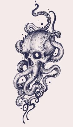 an octopus tattoo design on the back of a shirt