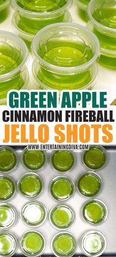 Green Apple Cinnamon Fireball Jello Shots Fireball Jello Shots Recipe, Halloween Drinks For Adults, Halloween Jello Shots