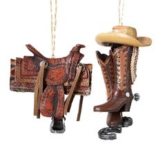 Western Saddle Ornament for Christmas Tree Cowboy Equipment, Cowboy Christmas Ornaments, Western Tree, Donkey Pictures, Country Western Home, Derby Day Party, Kurt Adler Ornaments, Western Christmas Tree, Cowboy Accessories