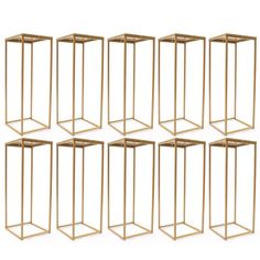 six gold metal side tables with glass top, set of 6 by urban chic