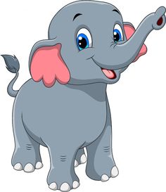 an elephant cartoon waving its trunk