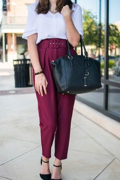 high waist trousers, maroon pants, work look, work outfit, teacher outfit, workwear, women workwear, asos Work Outfit Teacher, Workwear Women, Look Work, Bad Teacher, Maroon Pants, Womens Winter Fashion Outfits, High Waist Trousers, Womens Fashion Casual Winter, Teacher Outfit