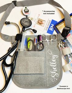 A work bag or fanny pack allows healthcare providers immediate access to essential tools and supplies (such as gloves, scissors, and medication) facilitating quick responses in emergencies. It also helps in organizing and keeping personal items secure while they move around, ensuring they're prepared for any situation without being weighed down. Add your personalization with any name and/or credentials --> makes a perfect gift for vet techs, nurses, doctor, student nurse, teachers, crafters, res Nurse Work Bag, Nurse Fanny Pack, Belt Organizer, Sharp Scissors, Medical Nurse, Nurse Bag, Nursing Accessories, Tool Belt, Personalized Graduation Gifts