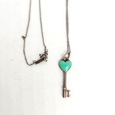 Tiffany & Co. Sterling Silver Blue Enamel Heart Key Charm Pendant Necklace 24" Tiffany Blue Key Necklace, Heart And Key, Charm Pendant Necklace, Tiffany & Co., Blue And Silver, Charm Pendant, Womens Jewelry Necklace, Jewelry Necklaces, Women Jewelry