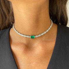 18k white gold marquis diamond and Colombian emerald cut emerald choker 10.9cts diamonds 2.63cts emerald   #AKNMQ-EM263-WG Emerald And Diamond Jewelry, Emerald Indian Jewellery, Emerald Sets Jewellery, Diamond And Emerald Necklace, Emerald Cut Diamond Necklace, Emerald Diamond Choker, Emerald Wedding Jewelry, Emerald Jewelry Ring, Emerald Jewelry Necklace