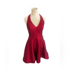 Vintage Y2k Red Halter Mini Dress By City Vibe Nwt Women’s Fit Xs Formal Party This Is A Very Cool Halter Red Dress That Is Screaming Y2k Vibes In A Size 5 Which In Today’s Sizes I Believe To Be A Xs. It’s On An Xs Small Mannequin So You Can See The Fit. It’s Nwt And Has A Shimmering Red. This Is Perfect For Homecoming Dress Or As A Wedding Guest This Fall Or To A Party That Has Y2k Vibes. You Can Even Create A Halloween Costume Using This. Measurements Measured Across When Laid Flat Pit To Pit Spring Formal Dresses Short Red, Crimson Dress Formal Short, Red Tie Up Dress, Red Short Dress Party Night, Wine Red Dress Short Cutedressy, Red And Gold Dresses Short, Vintage Red Mini Dress, Halter Red Dress, Red Sleeveless Prom Mini Dress