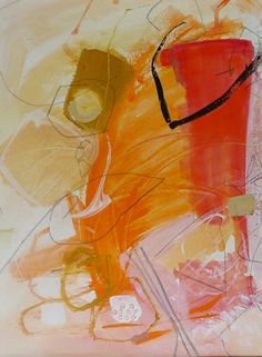 an abstract painting with orange and yellow colors