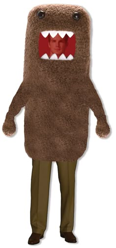 a man in a brown monster costume with his mouth open