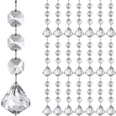 PRICES MAY VARY. PACK OF 30: Bulk Hanging Crystals for Decoration for Centerpieces, Elegant Clear Acrylic Plastic Diamond Drop Crystal Dangle Ornaments Set for Christmas Tree Decorations, SIZE - 26mm Crystal Diamond Pendant x 1; 14mm Clear Octagon Beads x 3; 12mm Silver Metal Split Rings x 4; The total length of crystal diamond ornaments is 10cm long. CLEAR ACRYLIC PLASTIC PREMIUM QUALITY: Lightweight, won't put too much pressure on lamps, chandeliers, centerpieces or christmas trees - Reflects Diamond Ornaments, Wedding Anniversary Party Decorations, Wedding Party Centerpieces, Ornaments For Christmas Tree, Crystal Garland, Crystal Centerpieces, Tree Centerpieces, Ornaments For Christmas, Leaf Ornament