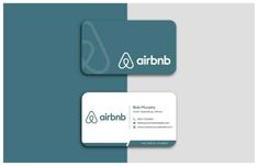 the business card is designed to look like an air bnb logo, and has a green