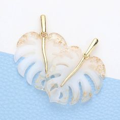 Earring Details: Size : 1.4" X 2" Post Back Tropical Leaf, Tropical Leaves, Lowest Price, Dangle Earrings, On Sale, White