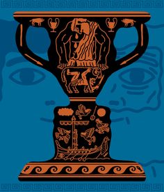 an ancient greek vase with two men on it