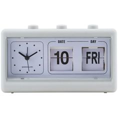 an alarm clock with the date 10 and fri on it's face is shown