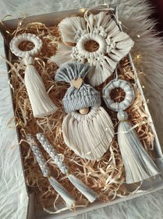 a box with some tassels and other items in it