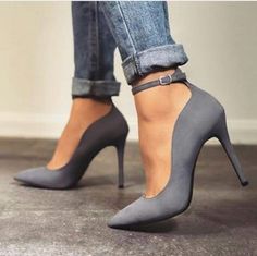 High Heel Oxford Shoes, High Heel Oxfords, Hak Tinggi, Oxford Shoes Heels, Daily Shoes, High Heels Classy, Dr Shoes, Grey Heels, Heels Classy