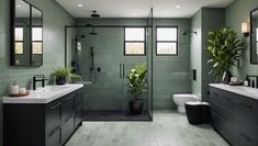 choose sage green tiles Sage Green And Black Bathroom, Green And Black Bathroom Ideas, Green And Black Bathroom, Sage Green Tiles, Sage Green And Black, White Shower Tile, Black Bathroom Ideas, Kitchen Flooring Trends, Kitchen Tile Inspiration