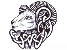 a drawing of a ram with the word love in it's center and an intertwined