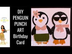 an image of penguin art birthday card with the words diy penguin art birthday card