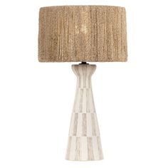 The Palma Table Lamp takes inspiration from the natural form of the palm tree for a relaxing, coastal-inspired aesthetic. The tapered ceramic body is decorated with a pattern of vertical line work, which is mirrored in the vertical striations of its natural string shade for a unified look. On/off switch located on socket. Body Mirrors, Southern Artist, Troy Lighting, Body Mirror, Table Lamp Design, White Table Lamp, Hudson Valley Lighting, Outdoor Lanterns, Portable Light