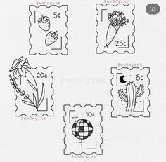 four stamps with flowers and plants on them