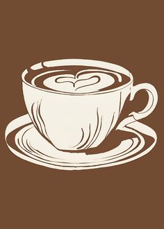 a drawing of a coffee cup and saucer