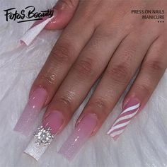 " Click here to view more Fofosbeauty Press On Nails at lower price! Fofosbeauty--Festive Nail Art to Wear This Christmas! Press on nails 24 Pieces set 12 different sizes. Acrylic nails art accessories design 24 pcs set full nail design fake nail tips with free nail glue sticker sheet and mini nail file. These tools can help you wear fake nails better, and the operation is easy and convenient for everyone. Get into the holiday spirit with our exclusive Christmas-themed nail wraps! Perfect for ad Christmas Nail Sets Pink, Christmas Baddie Nails, Winter Nail Sets, Christmas Nail Sets, Fake Acrylic Nails, Nails Sets, Nail Business, Girl Nails, French Manicure Nails