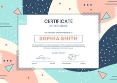 a certificate with geometric shapes on it