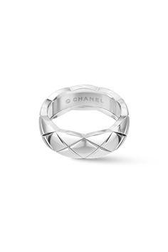 Quilted motif, small version, 18K white gold... Chanel Coco Crush Ring, Coco Crush Ring, Chanel Fine Jewelry, Chanel Coco Crush, Coco Crush, White Gold Jewelry, Gold Collection, Gemstone Colors, Watch Strap