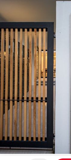 an open door with wooden slats on it