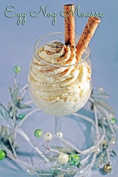 Egg Nog Mousse Recipe! Dark Chocolate Mousse, Mousse Dessert, Eggnog Recipe, Egg Nog, Holiday Eating, Mousse Recipes, Creamy Desserts, Xmas Cookies, Christmas Cooking