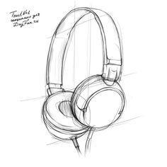 a drawing of headphones sitting on top of each other