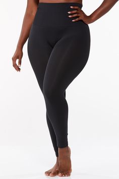 Smoothing slimming and stylish all in one These comfortable shapewear leggings feature a high waist panel that nips the waist and a soft stretch fabric that slims the silhouette  perfect for everyday wear92 nylon 8 spandexMachine washImported Shapewear Leggings, Perfect Leggings, Plus Size Leggings, Womens Clothing Stores, Shapewear, Black Leggings, Cute Hairstyles, Clothing Store, Plus Size Outfits